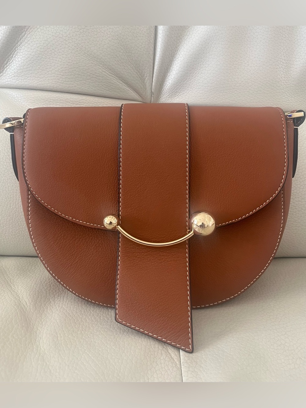 Strathberry Cressent  Leather Saddle Bag with Gold Hardware